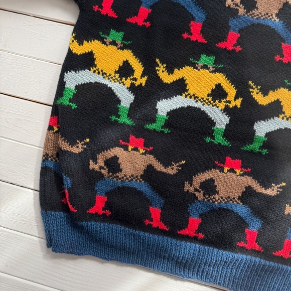 vtg‎ black western cowboy novelty print wool sweater size M - Picture 4 of 5